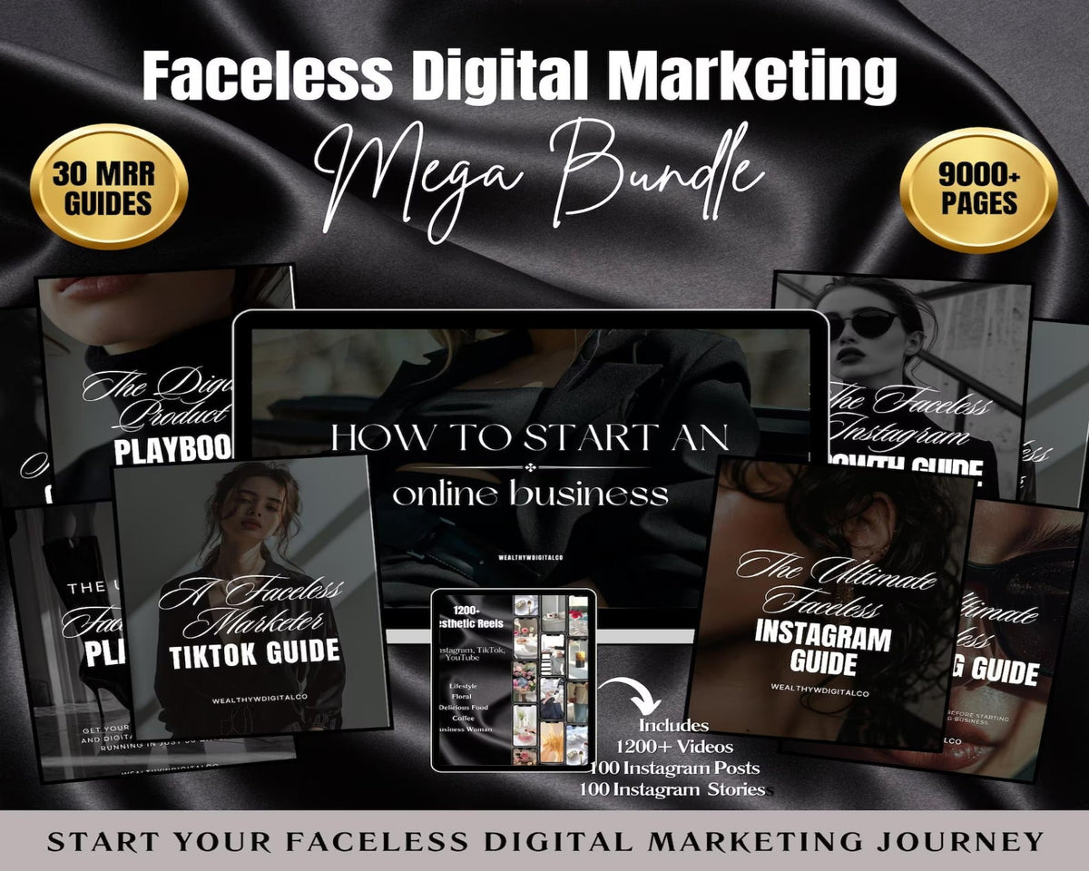 💼 Faceless Business Starter Kit — 30 DFY MRR Digital Products + 1,200 Aesthetic Reels & 1,100 IG Posts | PLR + Resell Rights Included