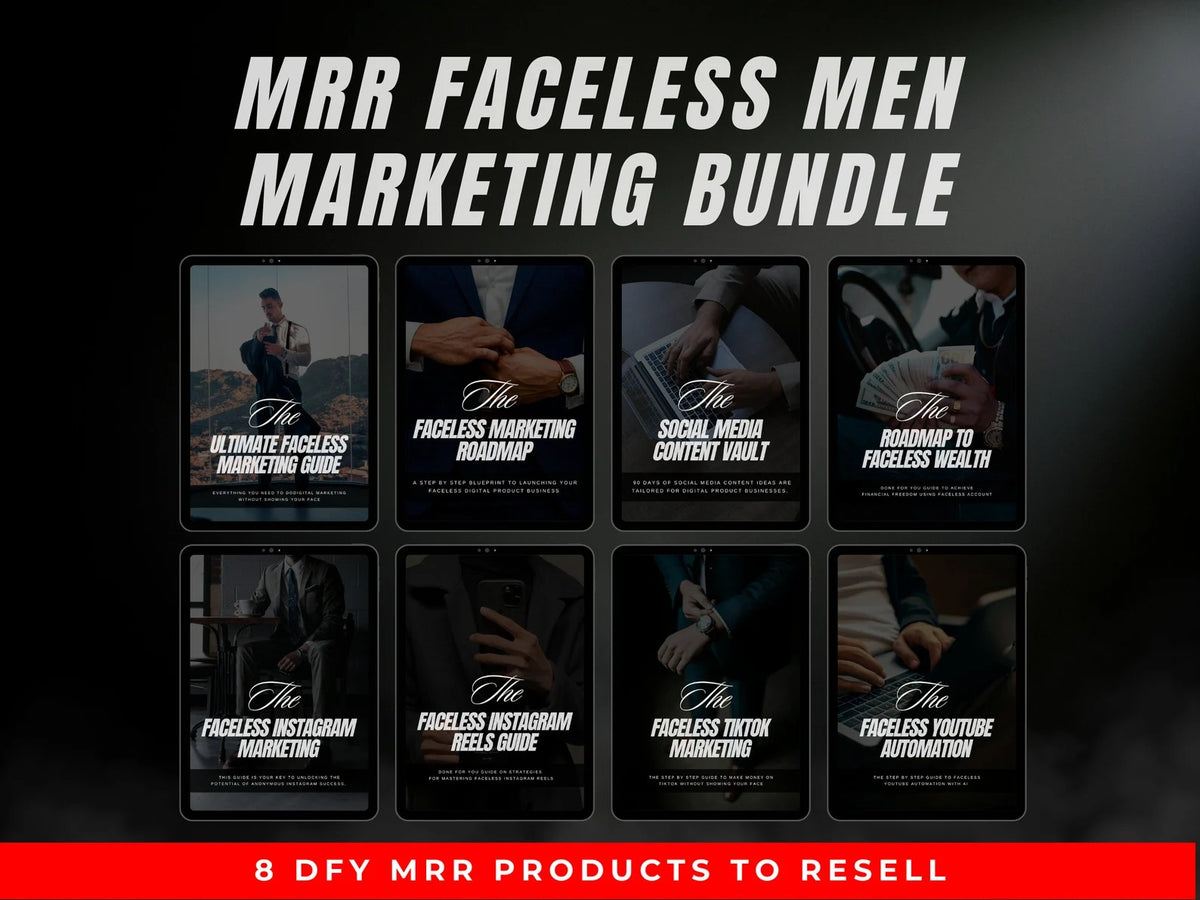 Faceless Men Digital Marketing Bundle with MRR | 8 DFY Guides + Canva Templates + Bonus Reels Content | PLR Resell Rights