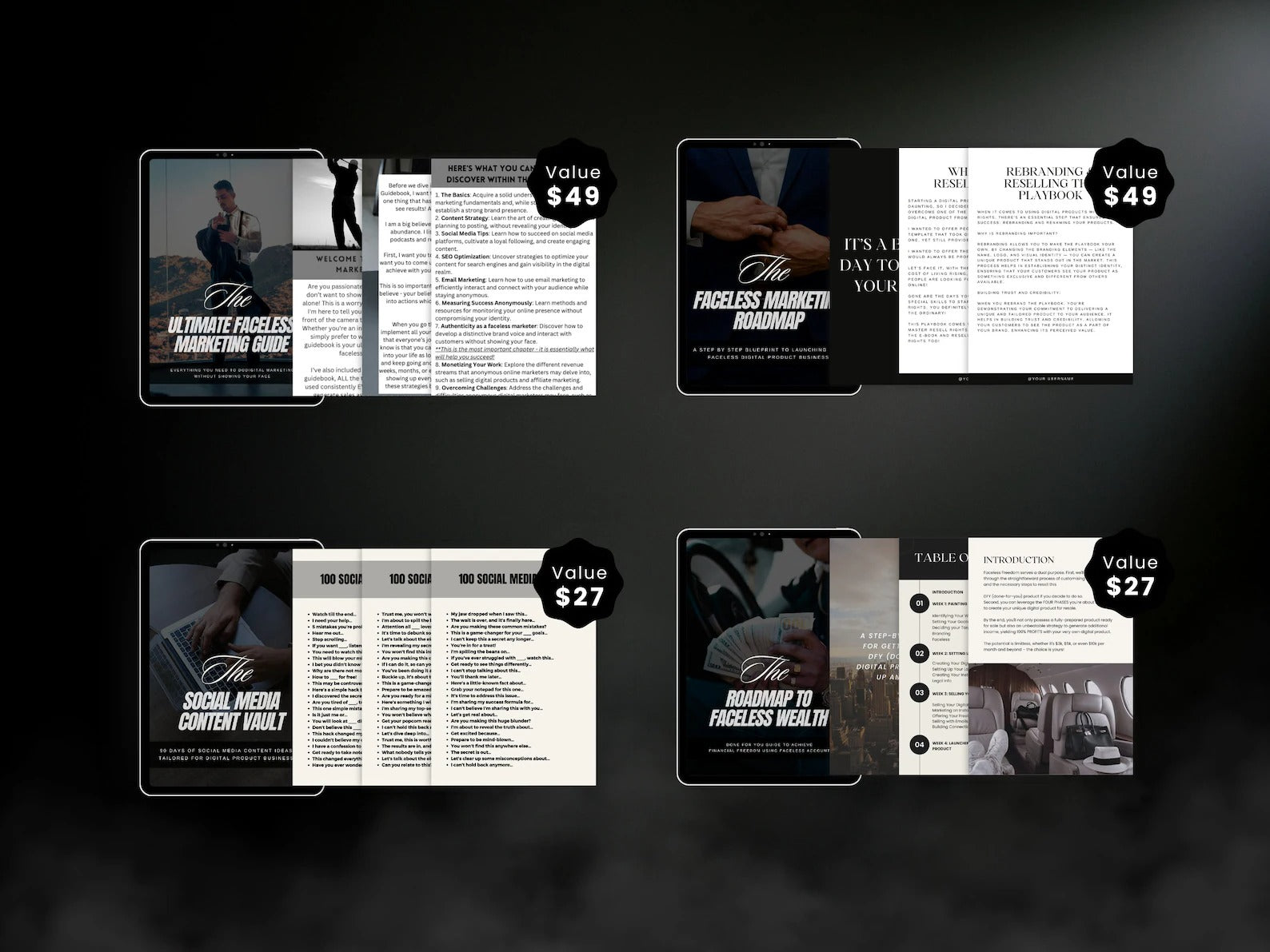 Faceless Men Digital Marketing Bundle with MRR | 8 DFY Guides + Canva Templates + Bonus Reels Content | PLR Resell Rights