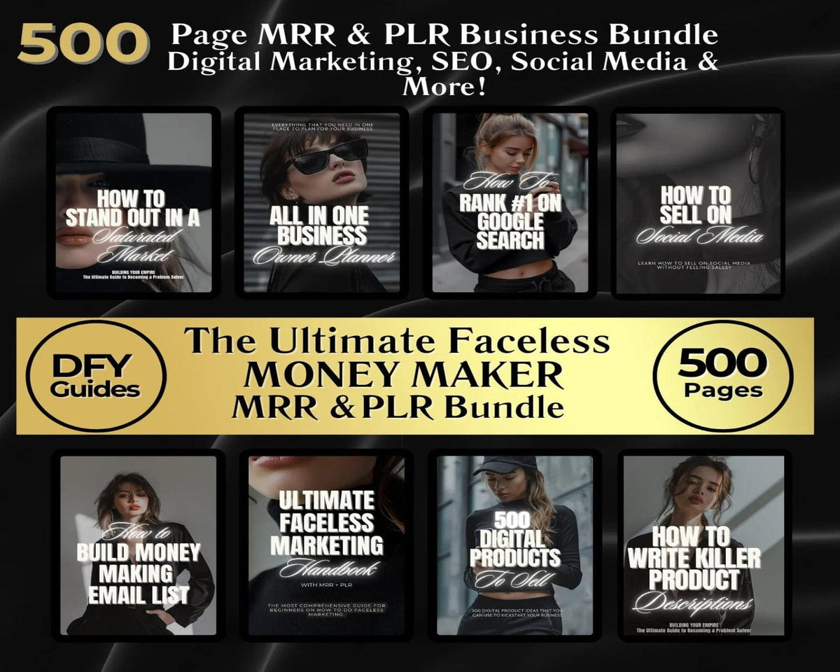 Faceless Digital Empire Bundle – 8 DFY Products + PLR/MRR | Editable Canva Templates for Passive Income